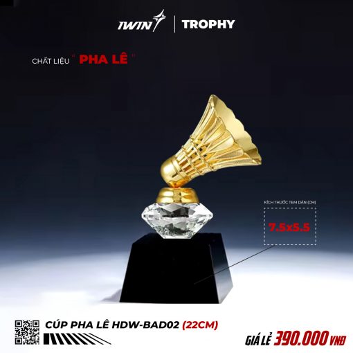 Cúp Cầu Lông Pha lê iWin HDW-BAD02
